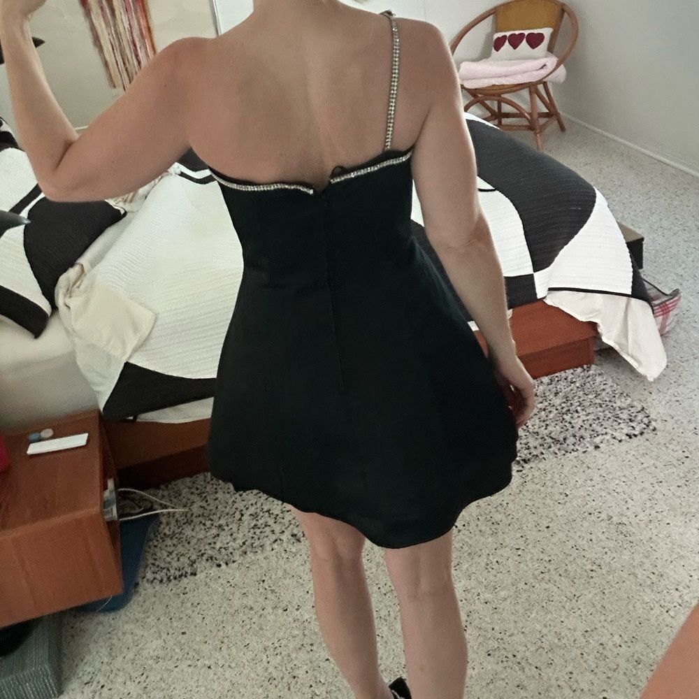 Vintage After Five Julie Duroche black silver rhinestone mini cocktail dress 8 - Picture 4 of 11